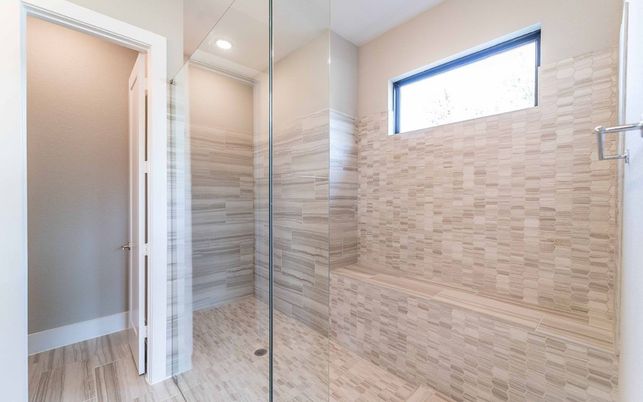 Bathroom, Glass Shower, Interior, Recessed Lighting