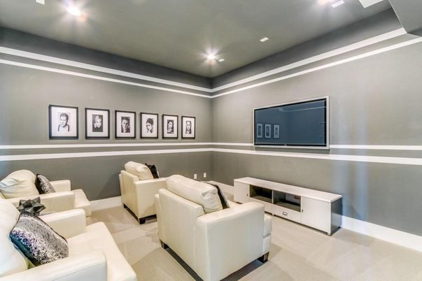 Interior, Living room, Recessed Lighting, Theatre Room