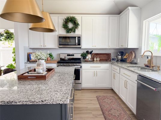 Interior, Kitchen, Stainless Steel Appliances, Wood Texture Flooring