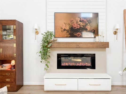 Fireplace, Interior, Wood Texture Flooring