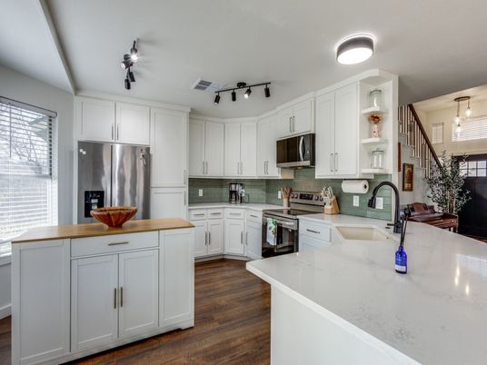 Interior, Kitchen, Stainless Steel Appliances, Wood Texture Flooring