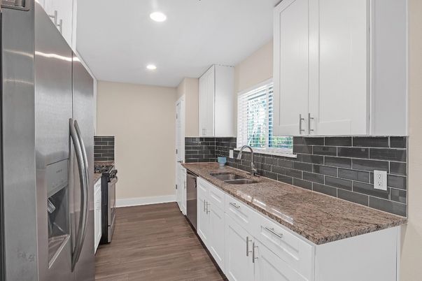 Interior, Kitchen, Recessed Lighting, Wood Texture Flooring