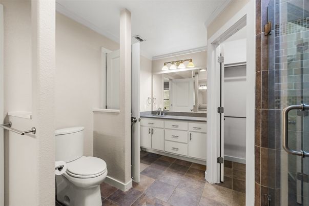Bathroom, Dual Sink Vanities, Glass Shower, Interior