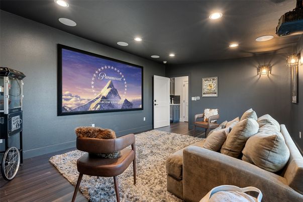 Interior, Living room, Recessed Lighting, Wood Texture Flooring
