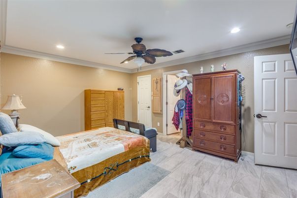 Bedroom, Interior, Marble, Recessed Lighting