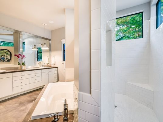 Bathroom, Dual Sink Vanities, Interior, Pendant Lights