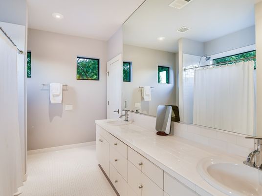 Bathroom, Dual Sink Vanities, Interior, Recessed Lighting, Tile Countertops
