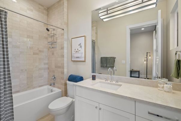 Bathroom, Glass Shower, Interior, Recessed Lighting