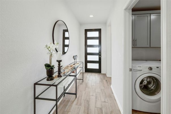Interior, Recessed Lighting, Utility Closets, Washer, Wood Texture Flooring