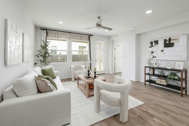 Interior, Living room, Recessed Lighting, Wood Texture Flooring