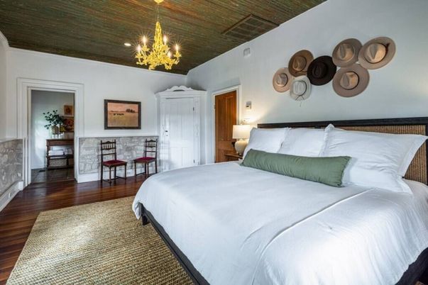 Bedroom, Chandelier, Interior, Wood Texture Flooring
