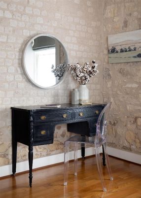 Interior, Stone Walls, Wood Texture Flooring