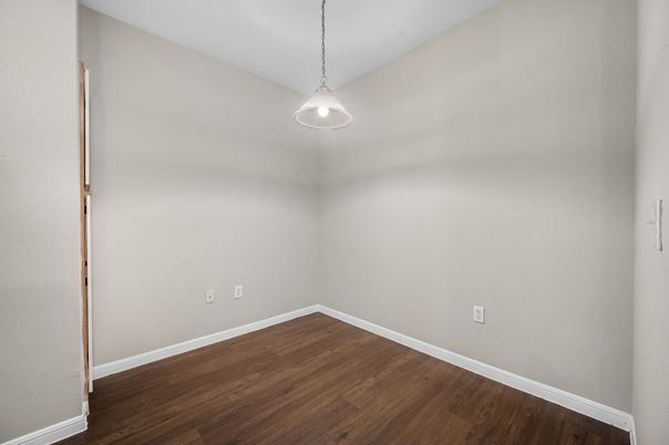 Empty room, Interior, Pendant Lights, Wood Texture Flooring