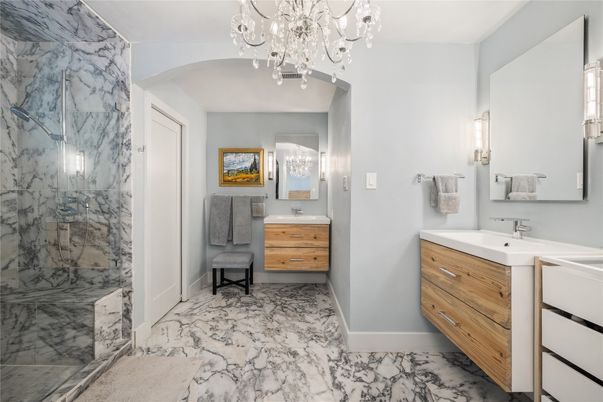 Bathroom, Chandelier, Interior, Marble, Marble Walls