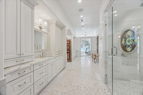 Bathroom, Dual Sink Vanities, Glass Shower, Interior, Recessed Lighting