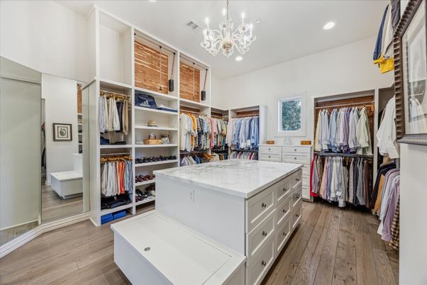 Chandelier, Interior, Recessed Lighting, Walk-in Closets, Wood Texture Flooring