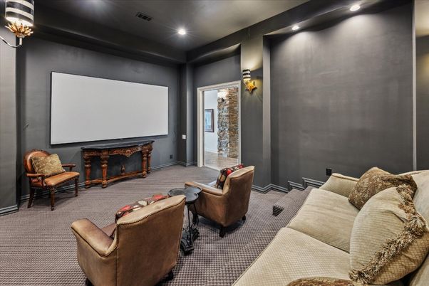 Interior, Projection Screen, Recessed Lighting, Theatre Room