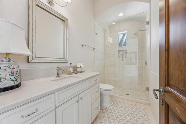 Bathroom, Glass Shower, Interior, Recessed Lighting