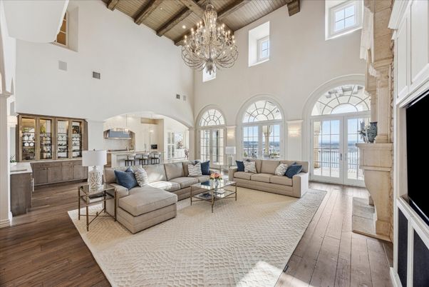 Chandelier, Interior, Living room, Wooden Beams, Wooden Ceilings, Wood Texture Flooring