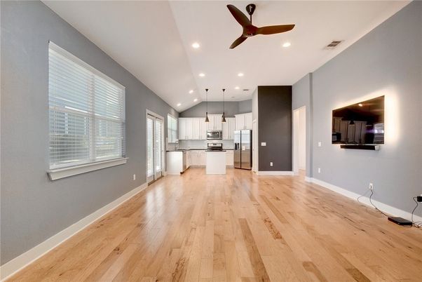 Interior, Kitchen, Recessed Lighting, Wood Texture Flooring