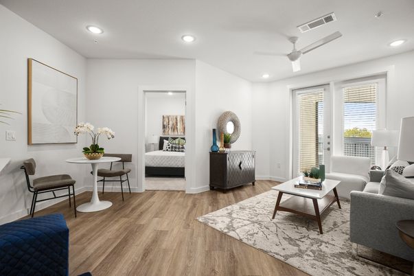 Bedroom, Interior, Living room, Recessed Lighting, Wood Texture Flooring
