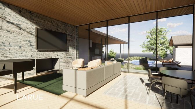 Interior, Stone Walls, Water, Wooden Ceilings, Wood Texture Flooring