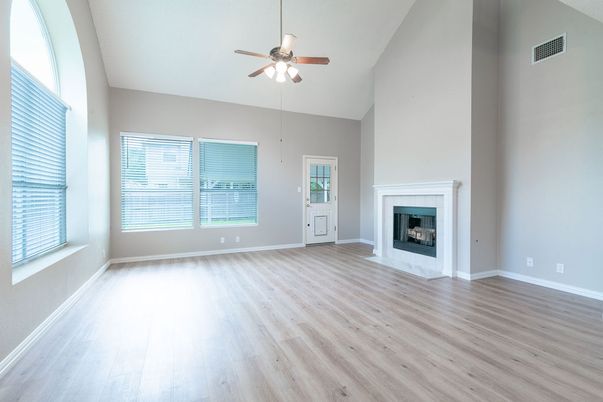 Empty room, Fireplace, Interior, Wood Texture Flooring