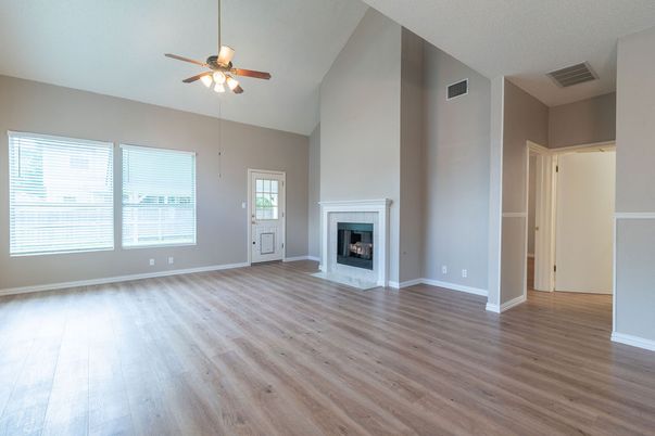Empty room, Fireplace, Interior, Wood Texture Flooring