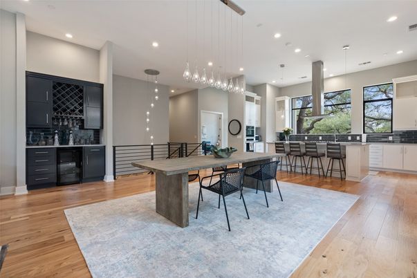 Interior, Kitchen, Pendant Lights, Recessed Lighting, Wood Texture Flooring