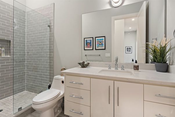 Bathroom, Glass Shower, Interior, Recessed Lighting