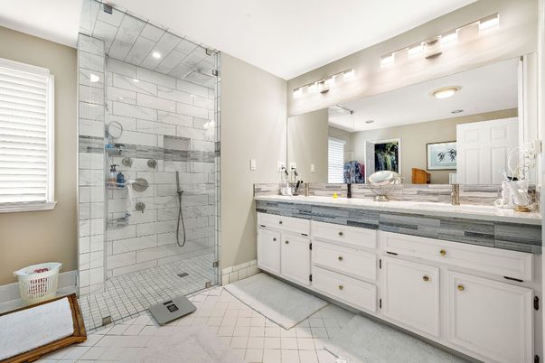Bathroom, Dual Sink Vanities, Glass Shower, Interior, Recessed Lighting