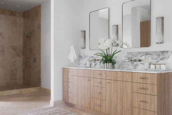 Bathroom, Dual Sink Vanities, Glass Shower, Interior