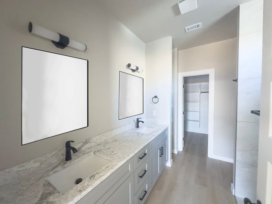 Bathroom, Dual Sink Vanities, Interior, Wood Texture Flooring