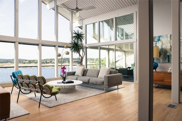 Interior, Living room, Sun Room, Water, Wood Texture Flooring