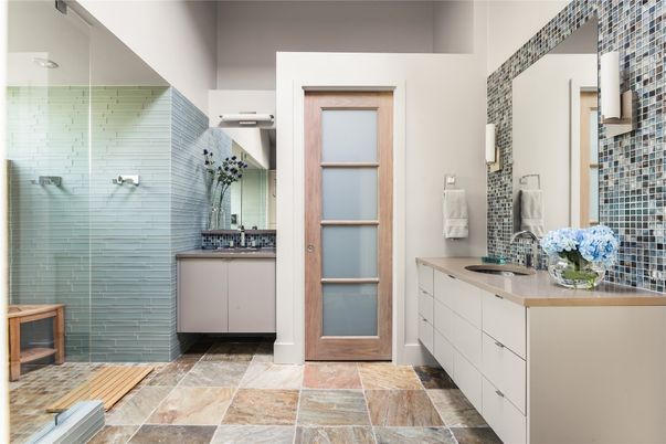 Bathroom, Dual Sink Vanities, Glass Shower, Interior