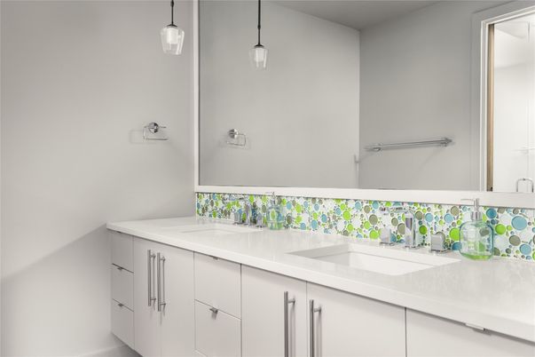 Bathroom, Dual Sink Vanities, Interior, Pendant Lights