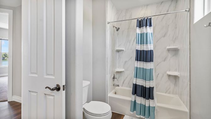 Bathroom, Interior, Marble Walls, Wood Texture Flooring