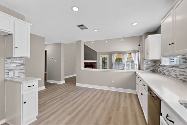 Interior, Kitchen, Recessed Lighting, Wood Texture Flooring