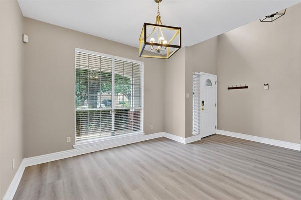 Empty room, Interior, Pendant Lights, Wood Texture Flooring