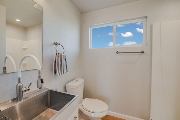 Bathroom, Interior, Recessed Lighting, Wood Texture Flooring