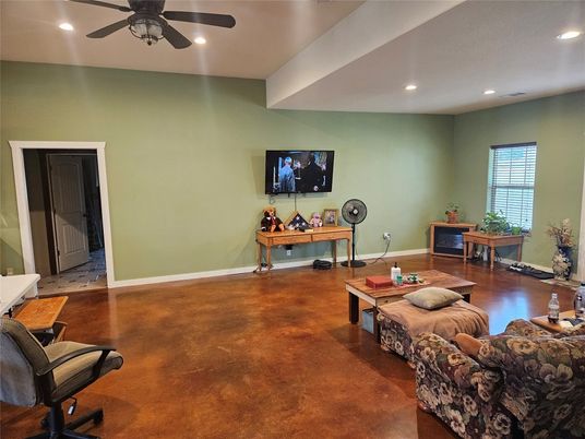 Home Office, Interior, Living room, Recessed Lighting, Wood Texture Flooring
