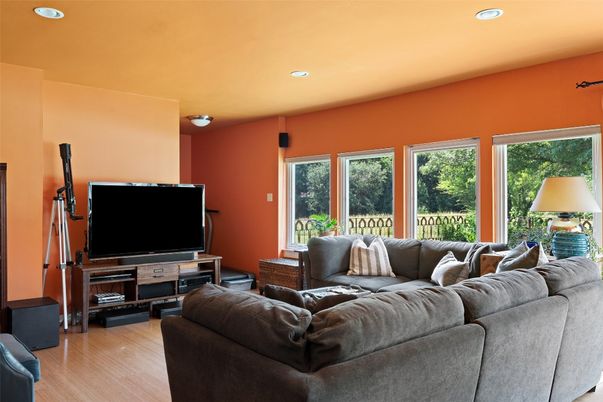 Interior, Living room, Recessed Lighting, Wood Texture Flooring