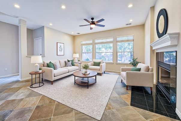 Fireplace, Interior, Living room, Recessed Lighting