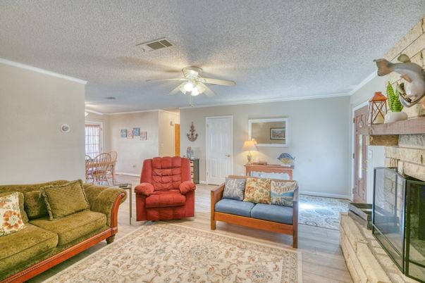 Dining room, Fireplace, Interior, Living room, Wood Texture Flooring