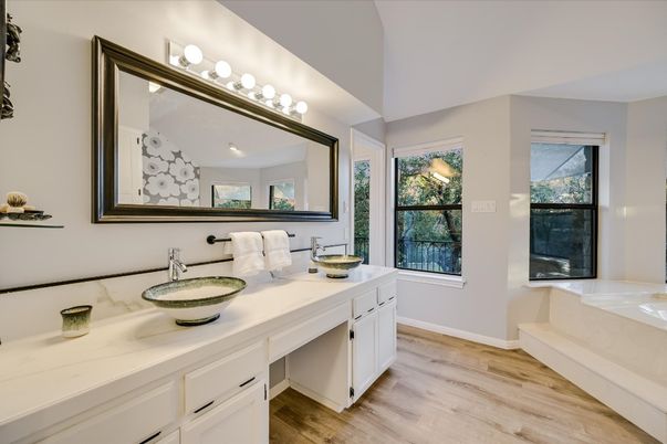 Bathroom, Dual Sink Vanities, Interior, Wood Texture Flooring