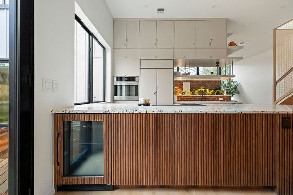 Interior, Kitchen, Stainless Steel Appliances, Wood Texture Flooring