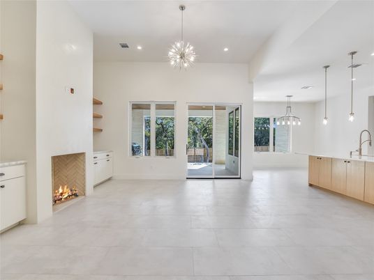 Empty room, Fireplace, Interior, Pendant Lights, Recessed Lighting