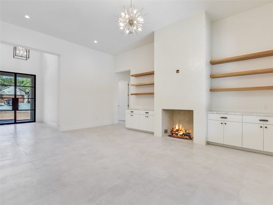 Empty room, Fireplace, Interior, Pendant Lights, Recessed Lighting