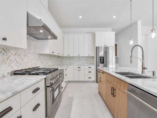 Interior, Kitchen, Pendant Lights, Recessed Lighting, Stainless Steel Appliances