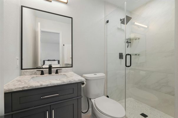 Bathroom, Glass Shower, Interior, Marble Walls